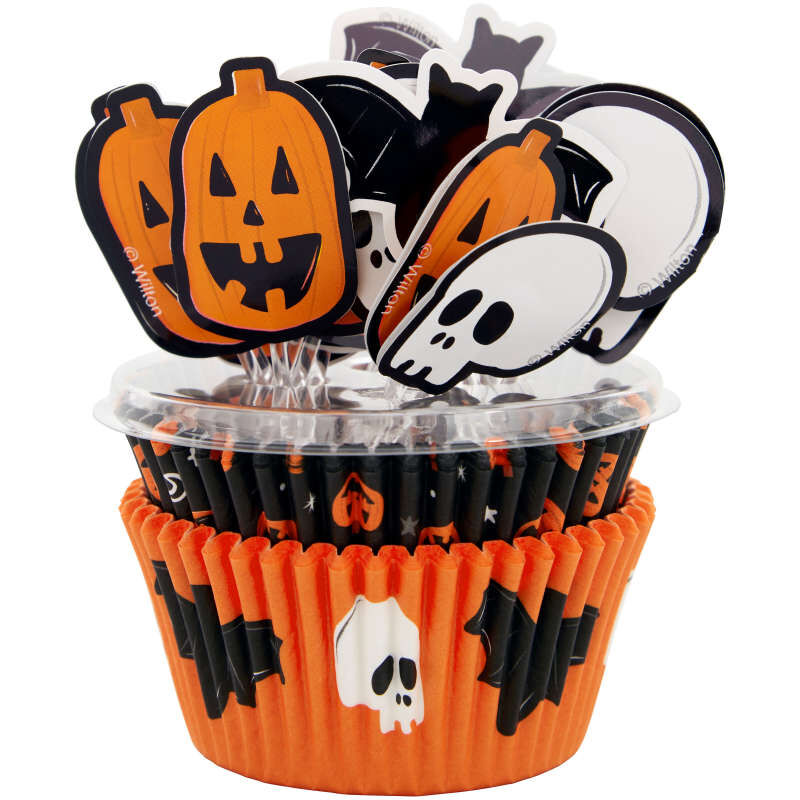 Skull, Bat and Pumpkin Halloween Cupcake Kit, 72-Piece image number 2