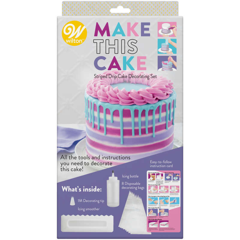 Make This Cake Striped Drip Cake Decorating Set with Tools & Instructions, 12-Piece image number 1