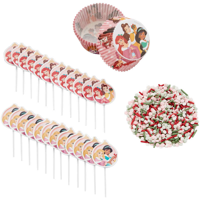 Disney Princess Christmas Cupcake Decorating Kit, Includes 24 Sets image number 1