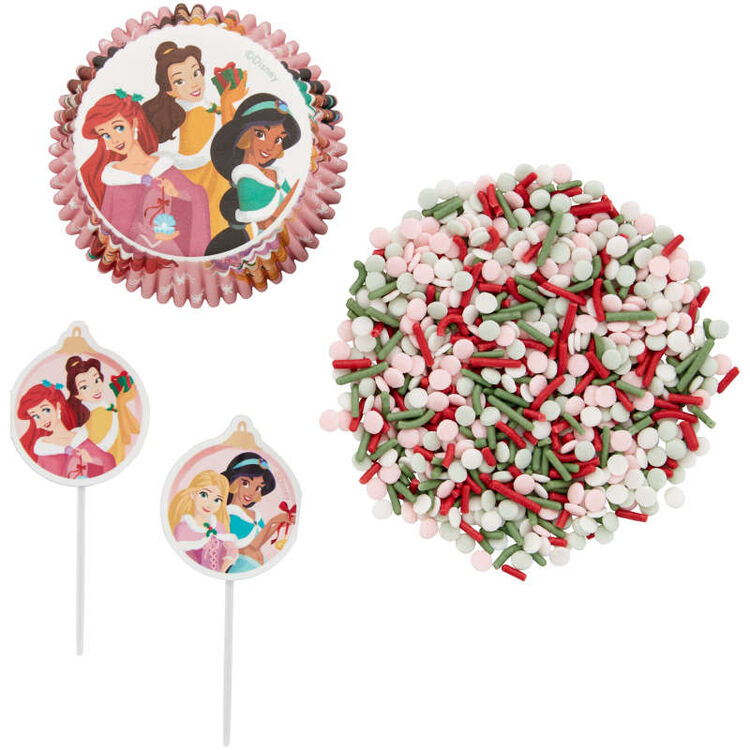 Disney Princess Christmas Cupcake Decorating Kit, Includes 24 Sets