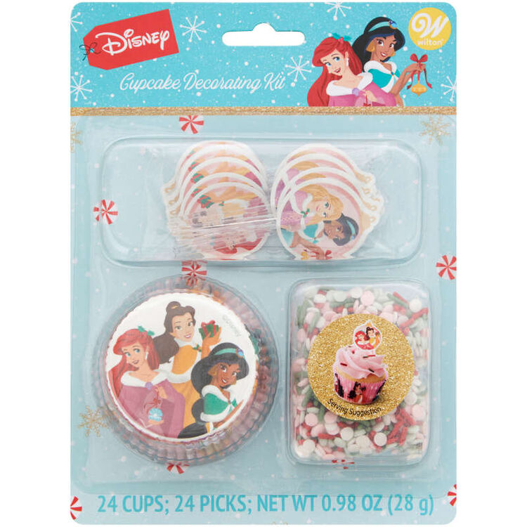 Disney Princess Christmas Cupcake Decorating Kit, Includes 24 Sets