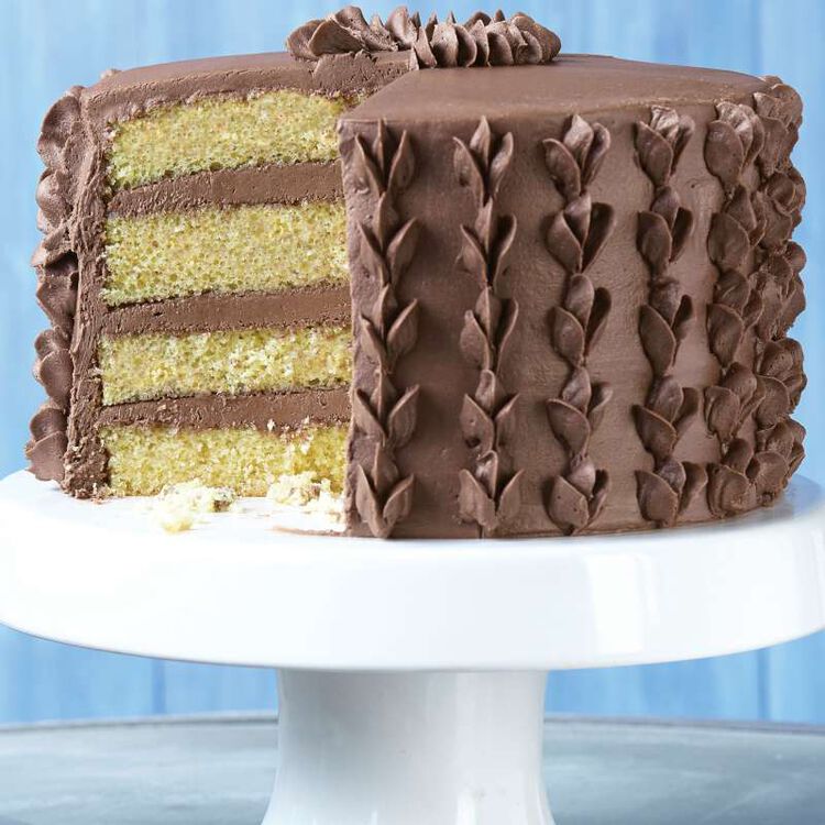 Layered Yellow Cake with Chocolate Frosting