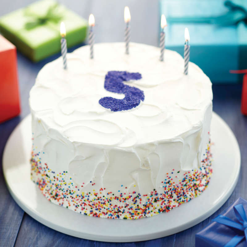 Vanilla Buttercream Fifth Birthday Cake image number 4