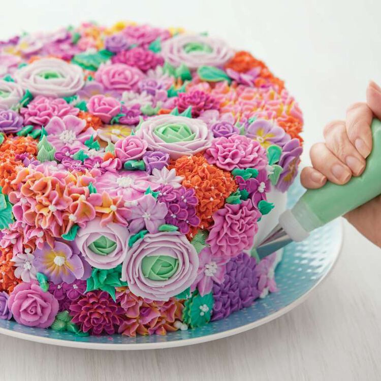 Decorating a Colorful Floral Cake