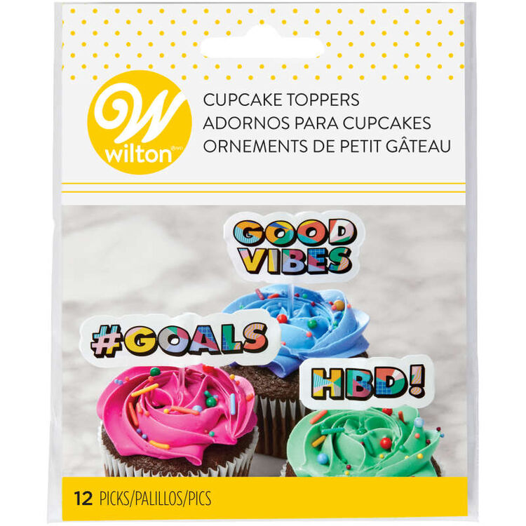 Pop Art Phrase Cupcake Toppers, 12-Count