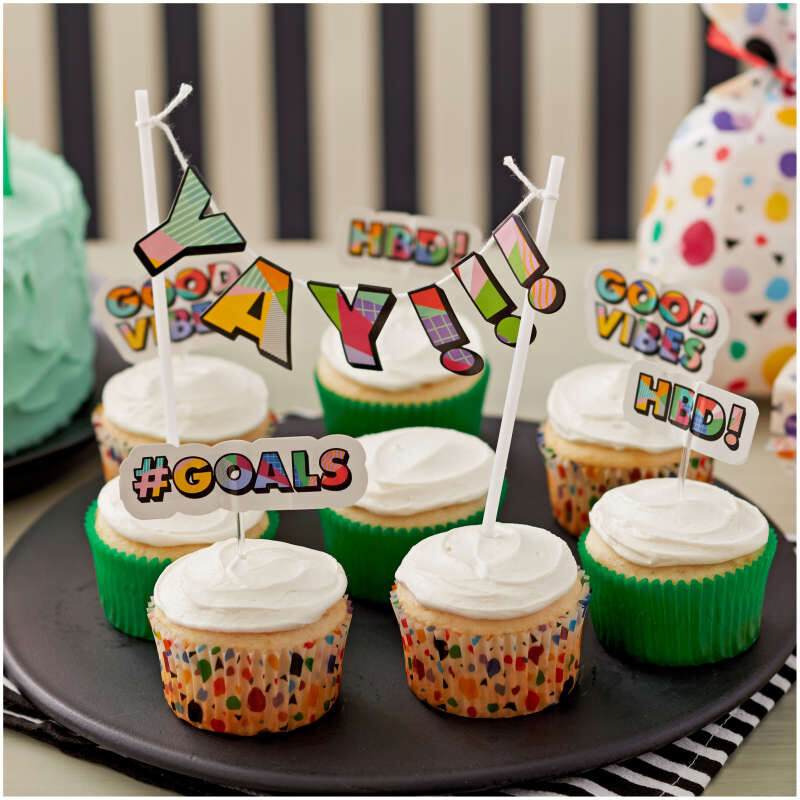 Pop Art Phrase Cupcake Toppers, 12-Count image number 2