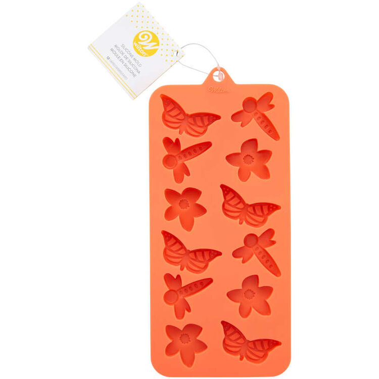 Dragonfly, Butterfly and Flower Silicone Candy Mold, 12-Cavity
