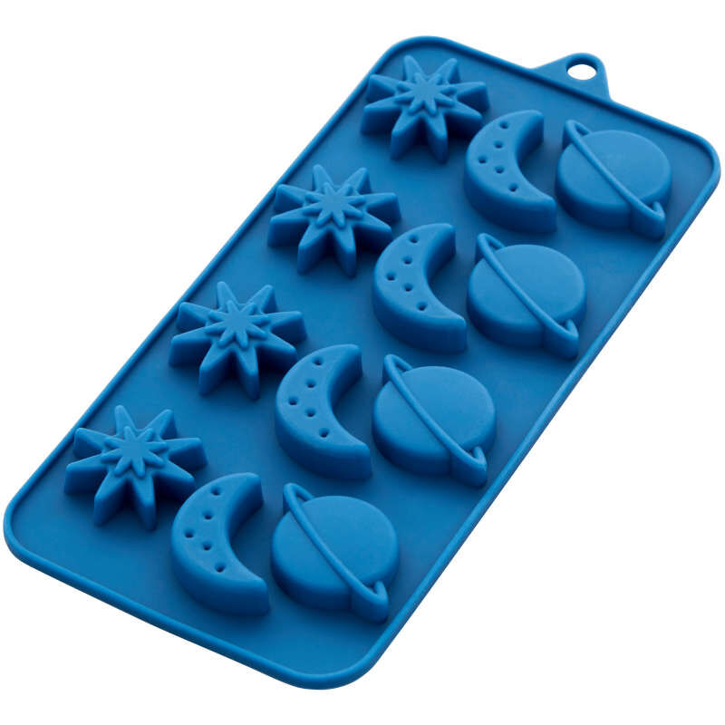 Planet, Moon and Star Silicone Candy Mold, 12-Cavity image number 0