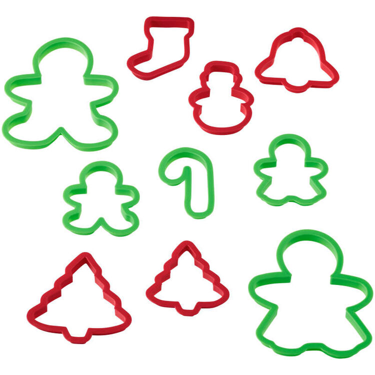 Plastic Christmas Cookie Cutter Set, 10-Piece