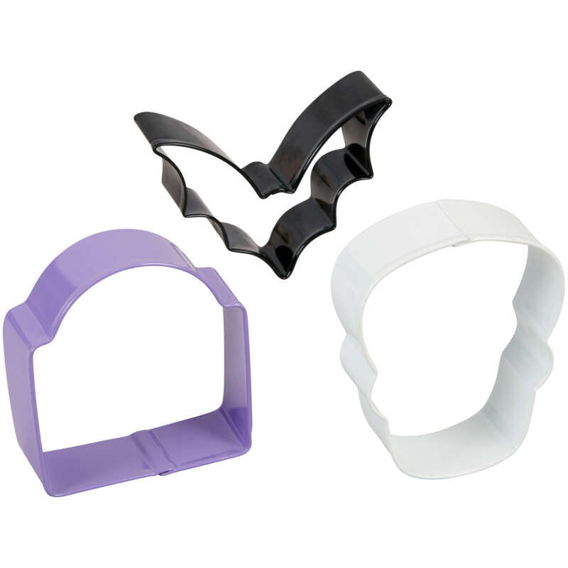 Bat, Tombstone and Skull Halloween Cookie Cutter Set, 3-Piece image number 2