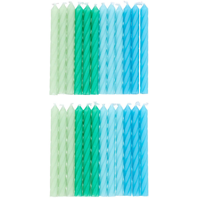 Green and Blue Ombre Birthday Candles, 24-Count