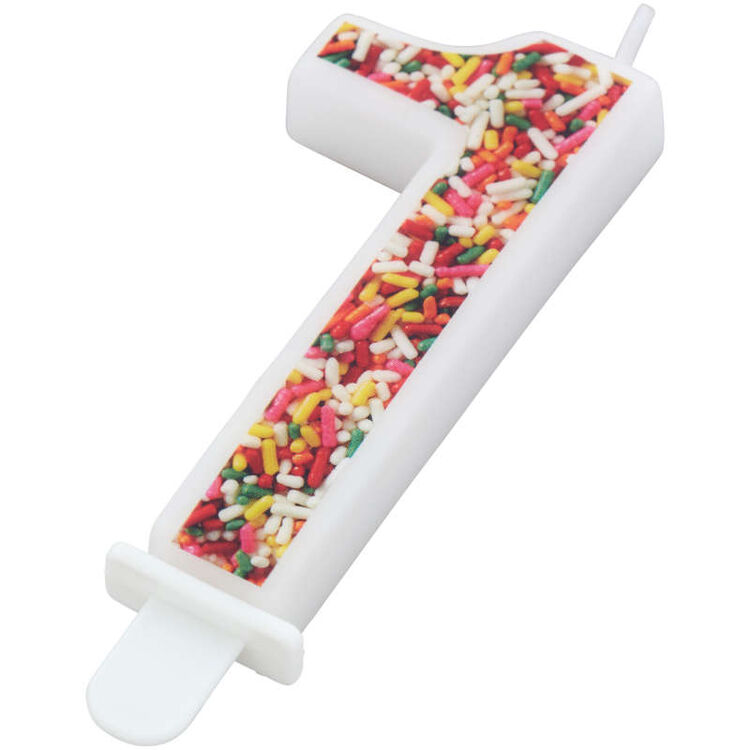 Sprinkle Pattern Number 1 Birthday Candle, 3-Inch