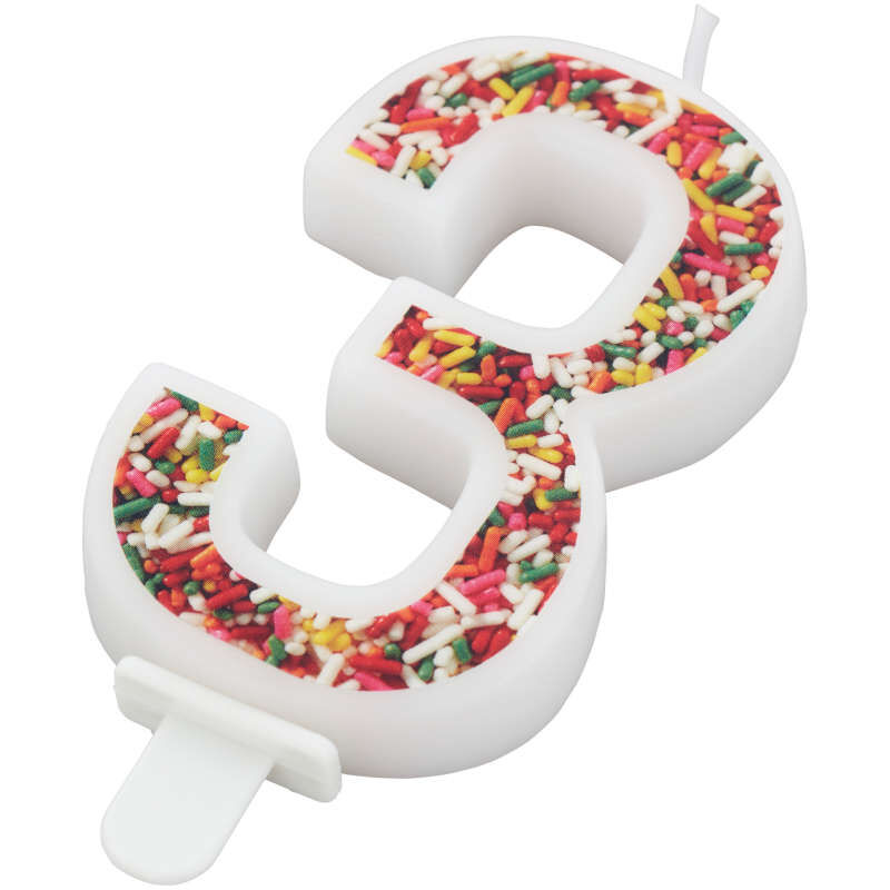 Sprinkle Pattern Number 3 Birthday Candle, 3-Inch image number 1