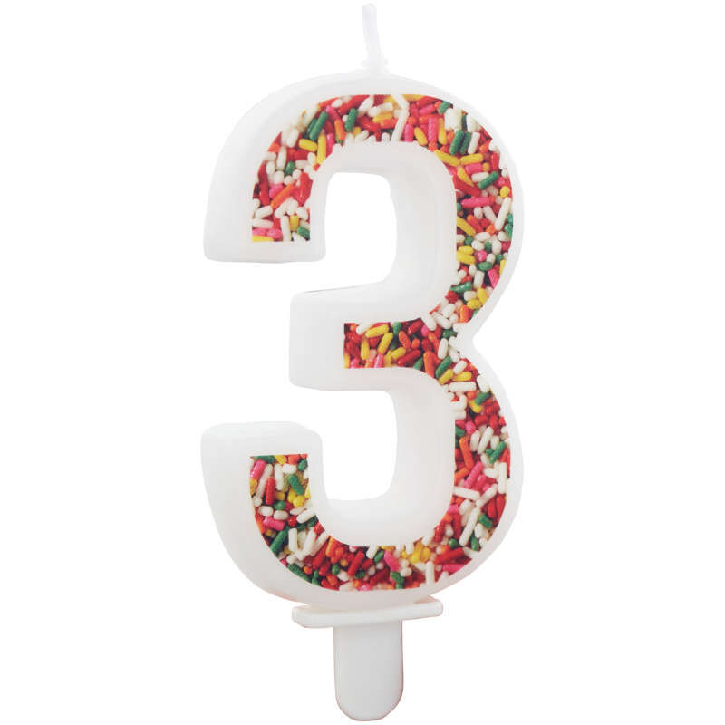 Sprinkle Pattern Number 3 Birthday Candle, 3-Inch image number 2