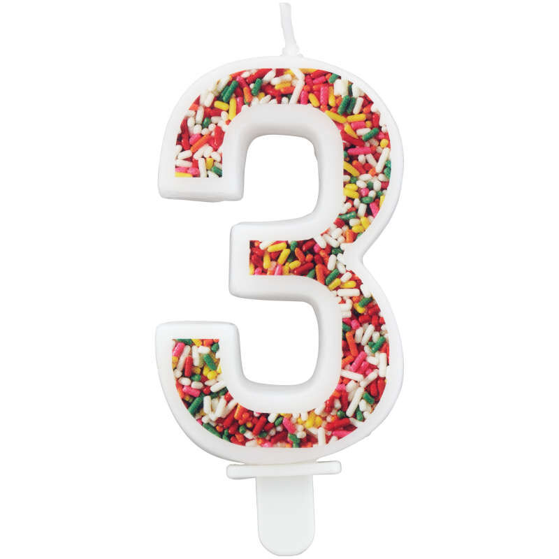 Sprinkle Pattern Number 3 Birthday Candle, 3-Inch image number 3