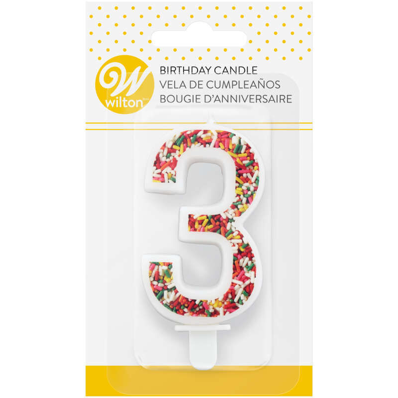 Sprinkle Pattern Number 3 Birthday Candle, 3-Inch image number 0