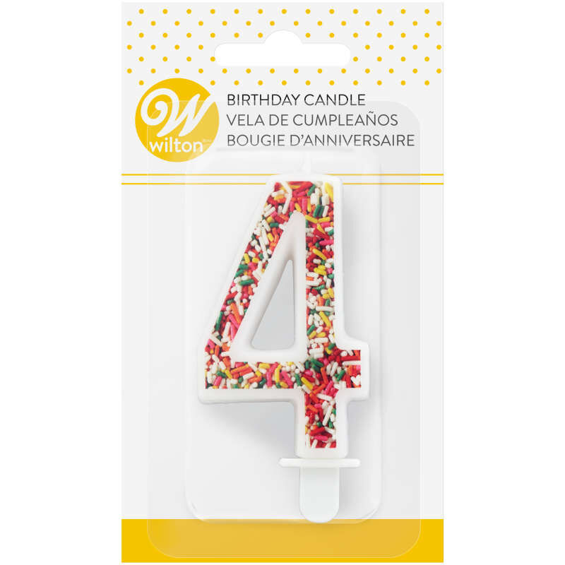Sprinkle Pattern Number 4 Birthday Candle, 3-Inch image number 0