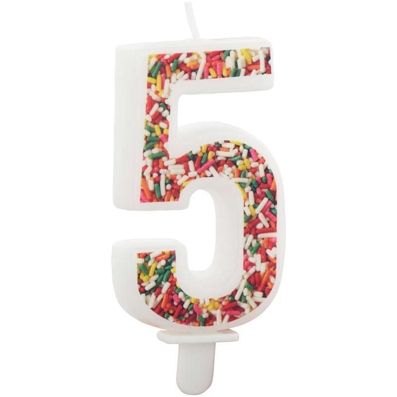 Sprinkle Pattern Number 5 Birthday Candle, 3-Inch image number 2