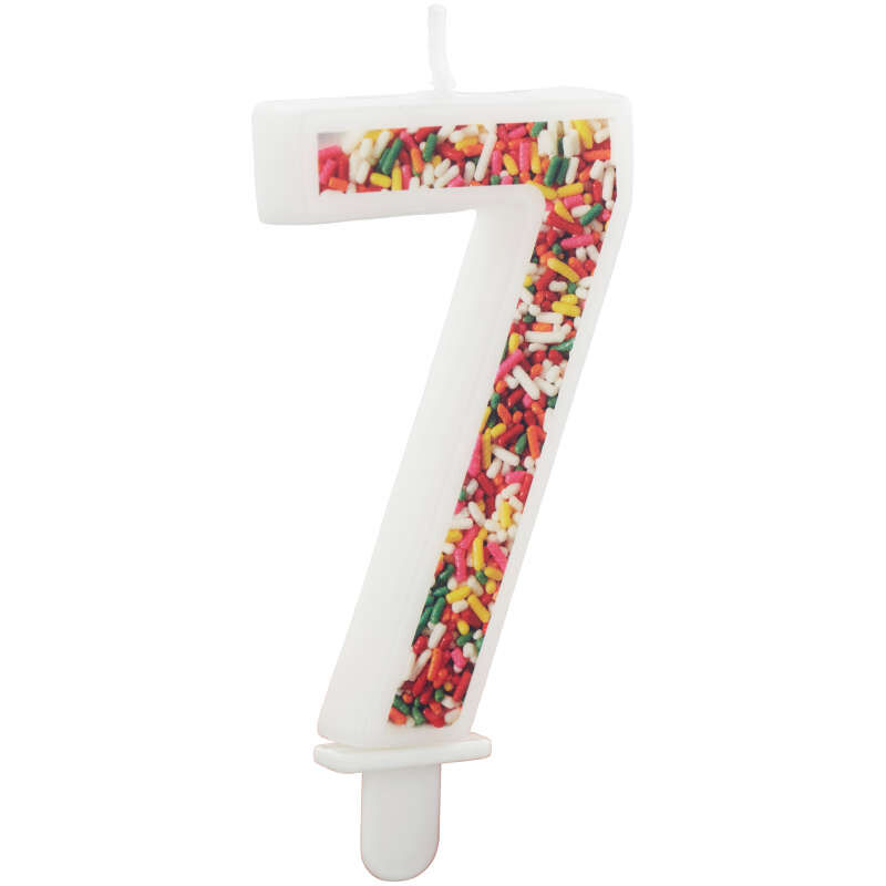 Sprinkle Pattern Number 7 Birthday Candle, 3-Inch image number 2