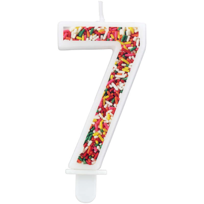 Sprinkle Pattern Number 7 Birthday Candle, 3-Inch image number 3