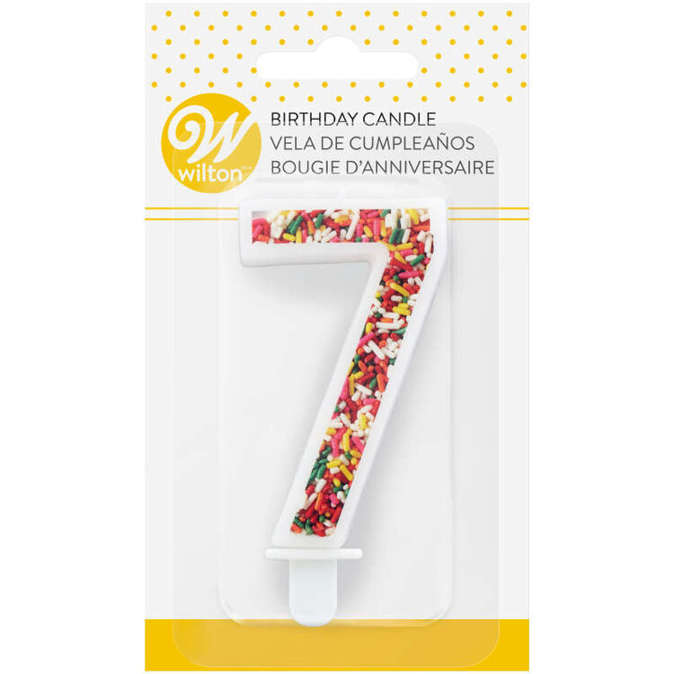 Sprinkle Pattern Number 7 Birthday Candle, 3-Inch