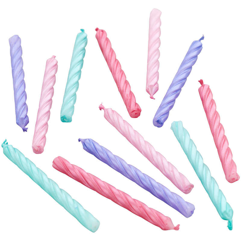 Teal, Pink & Purple Metallic Birthday Candles, 12-Count image number 0