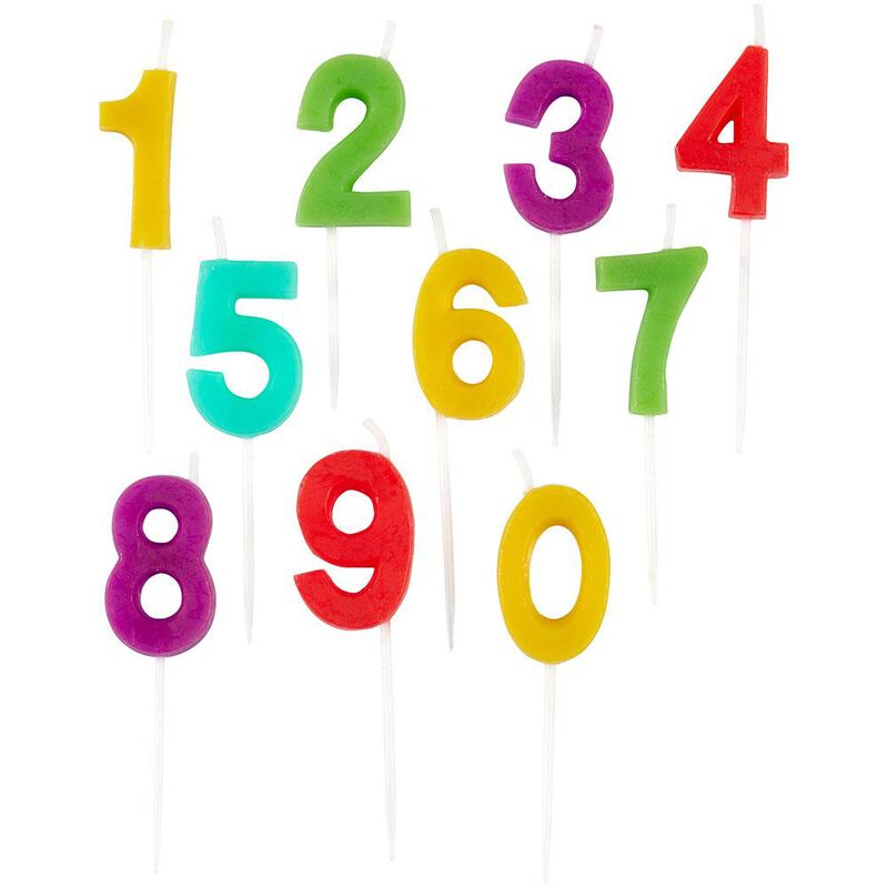 Rainbow Number Birthday Candle Pick Set, 10-Pack image number 0