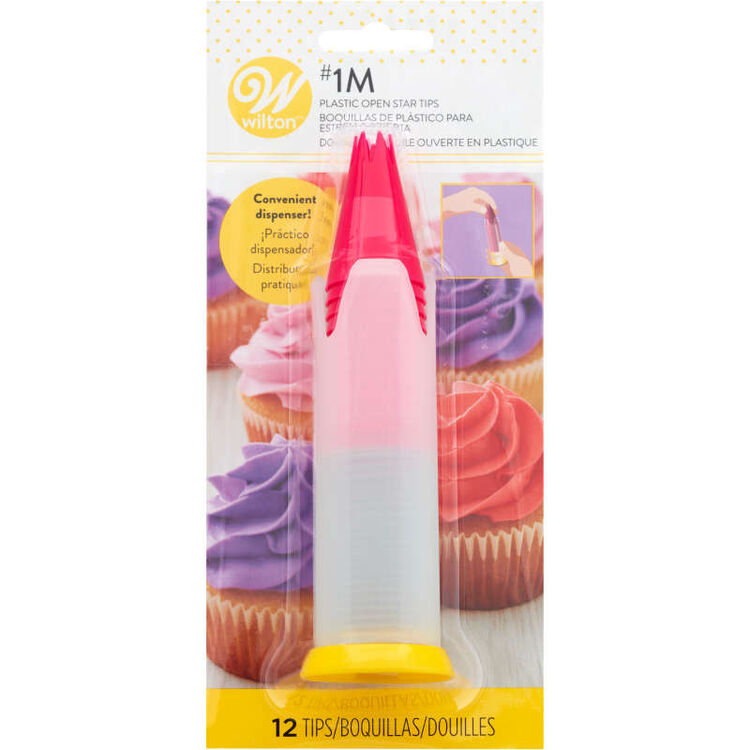 Pop-Up Piping Tip Dispenser with 12 Disposable Piping Tips, Tip 1M