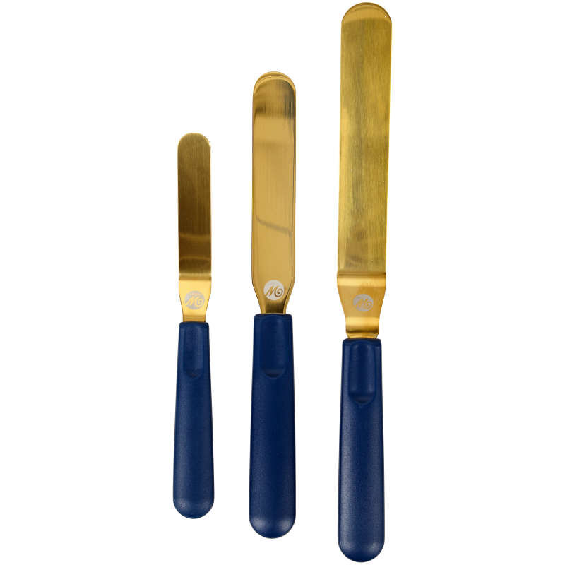 Navy Blue and Gold Icing Spatula Set, 3-Piece image number 0
