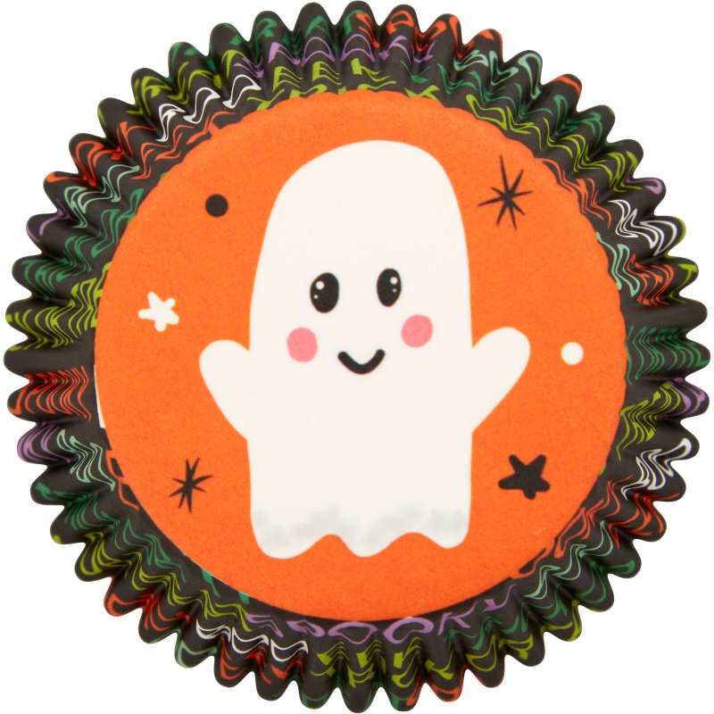 Whimsical Ghost Standard Halloween Cupcake Liners, 75-Count image number 0