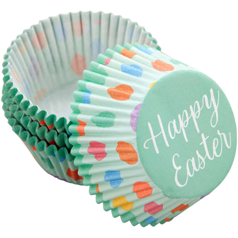 “Happy Easter" Paper Spring Easter Egg Cupcake Liners, 75-Count image number 0
