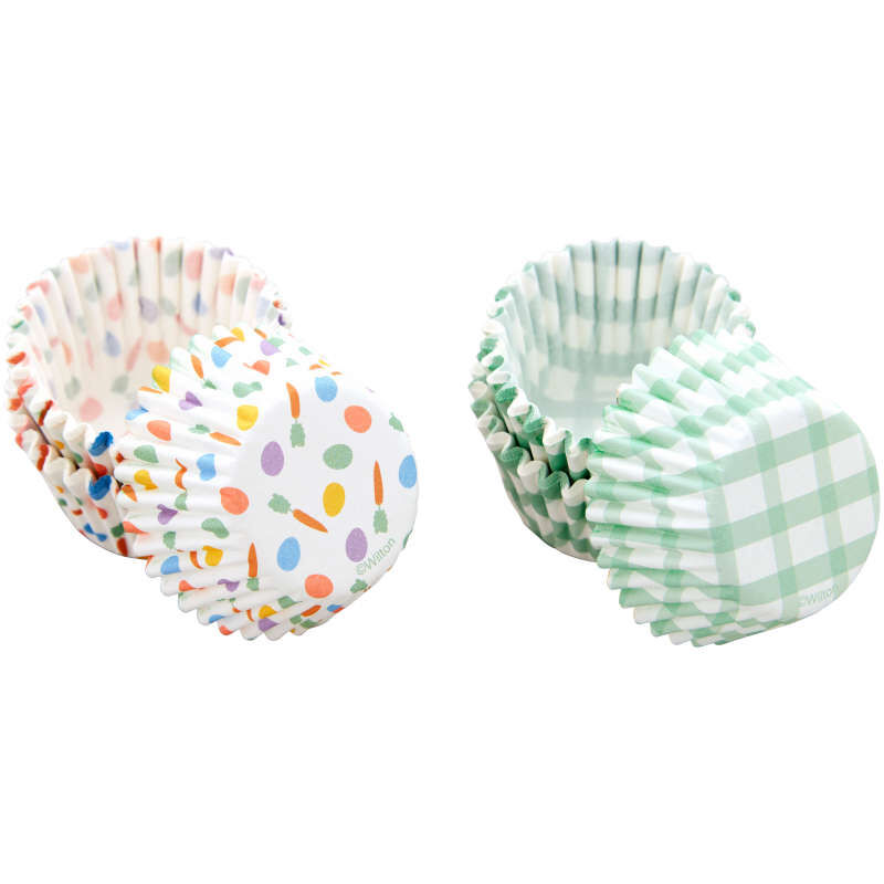 Easter Egg and Plaid Paper Spring Mini Cupcake Liners, 100-Count image number 0