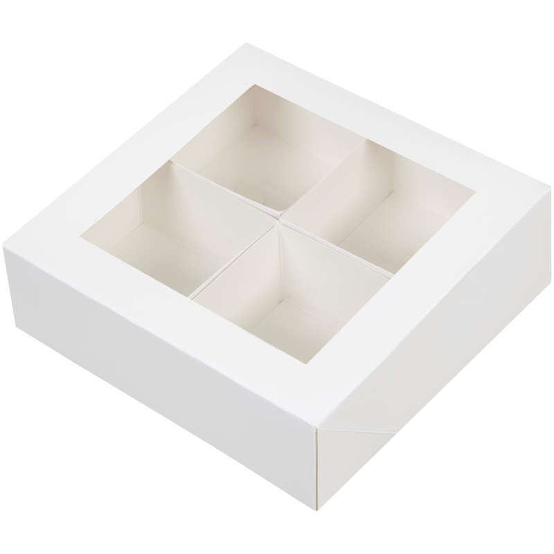 4-Cavity White Window Bakery Boxes with Dividers, 3-Count image number 0