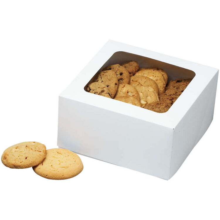 White Bakery Boxes with Cookies