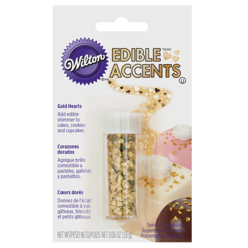 Gold Heart Edible Accents, 0.06 oz. - Cake Decorating Supplies image number 0