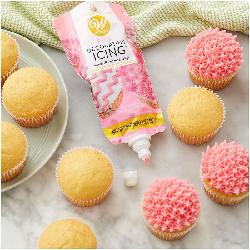 Pink Icing Pouch with Tips, 8 oz. image number 1