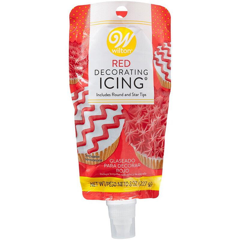 Red Icing Pouch with Tips, 8 oz. image number 0