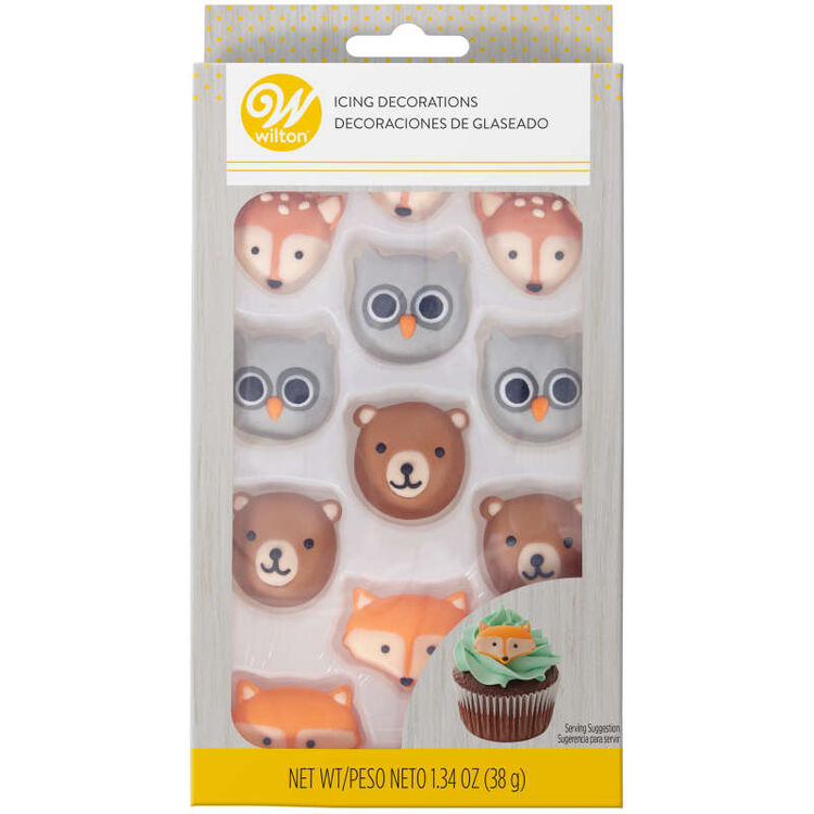Deer, Owl, Fox and Bear Royal Icing Decorations, 1.34 oz. (12 Pieces)