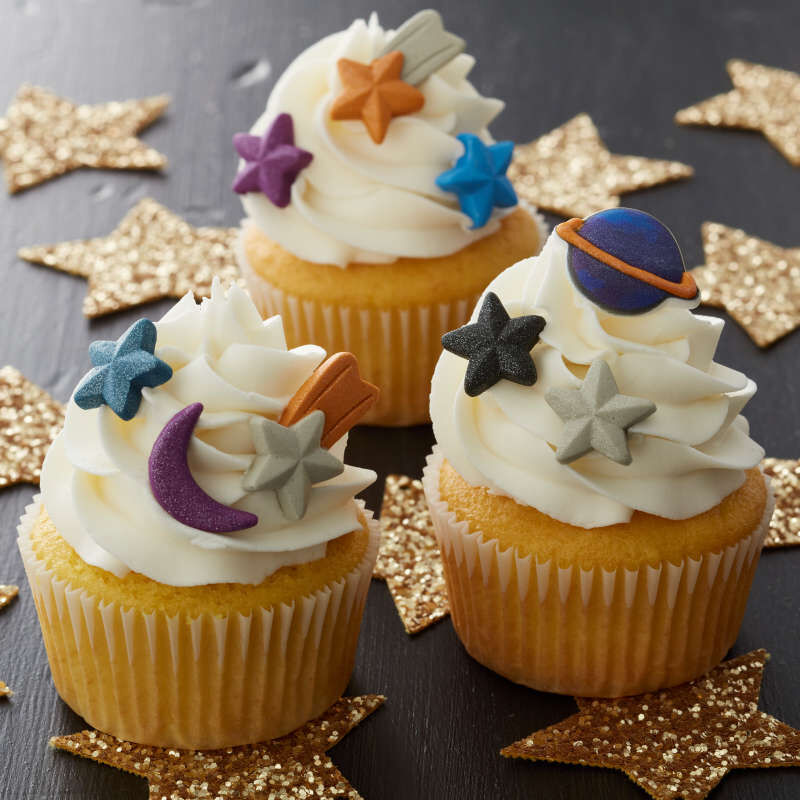 Planet, Moon and Star Royal Icing Decorations, 0.70 oz. (18 Pieces) image number 3