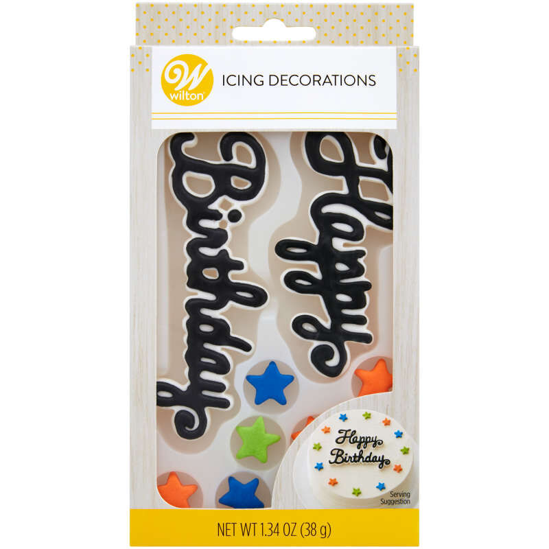 Edible Happy Birthday Cake Topper Royal Icing Decorations, 1.34 oz. (15 Pieces) image number 1