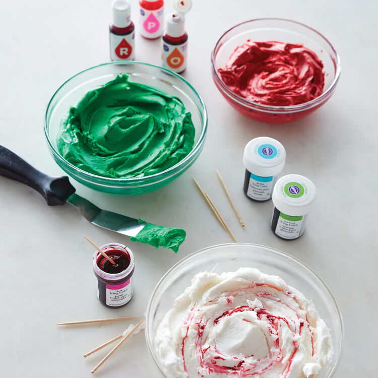 Red and Green Tinted Buttercream Frosting