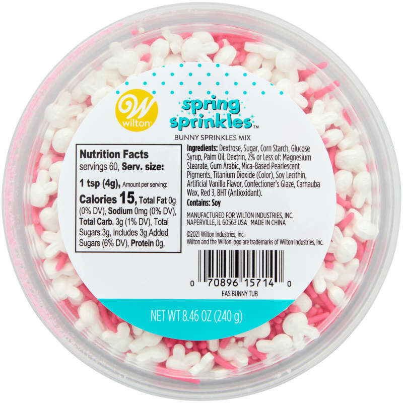 Bright Pink and White Easter Bunny and Jimmies Sprinkle Mix, 8.46 oz. image number 1
