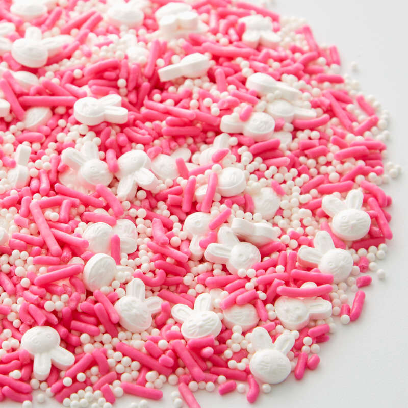 Bright Pink and White Easter Bunny and Jimmies Sprinkle Mix, 8.46 oz. image number 2