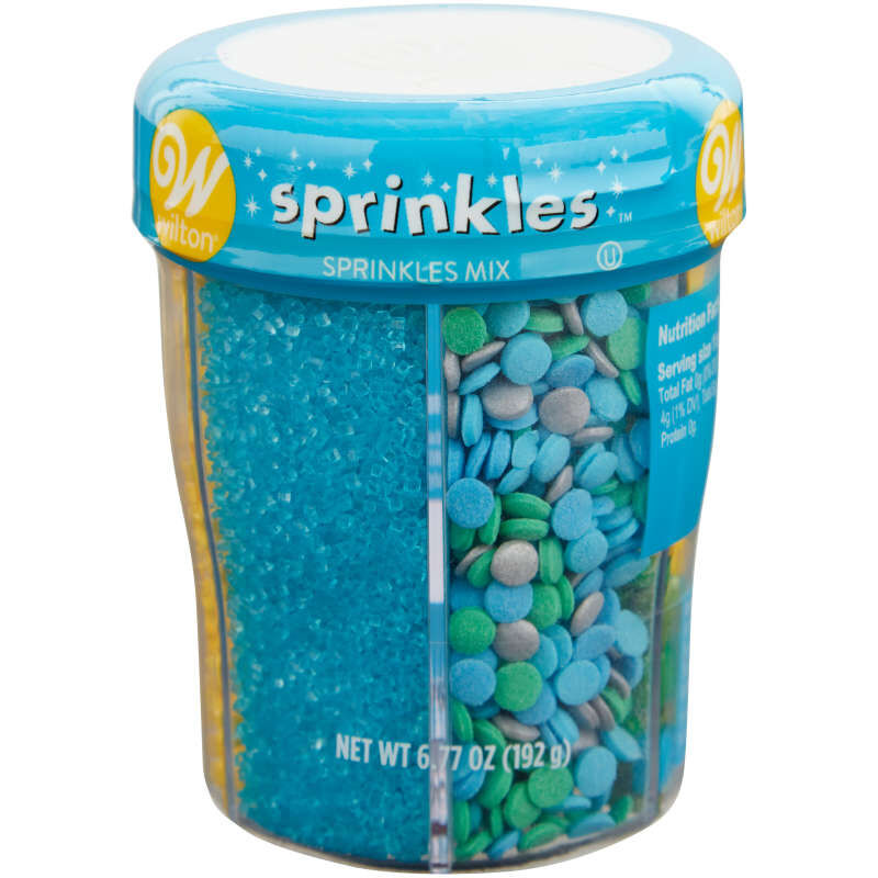 Blue, Yellow and Teal 6-Cell Sprinkle Mix, 6.77 oz. image number 0