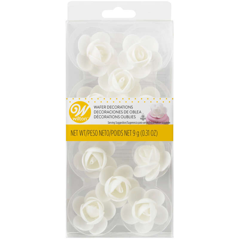 White Rose Wafer Icing Decorations, 0.35 oz. (10 Pieces) image number 0