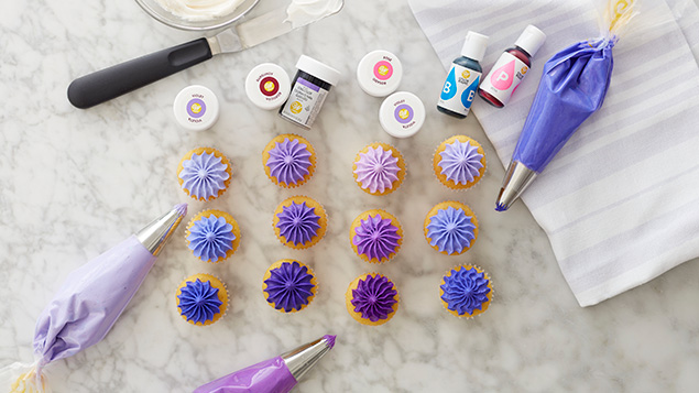 purple frosted cupcakes